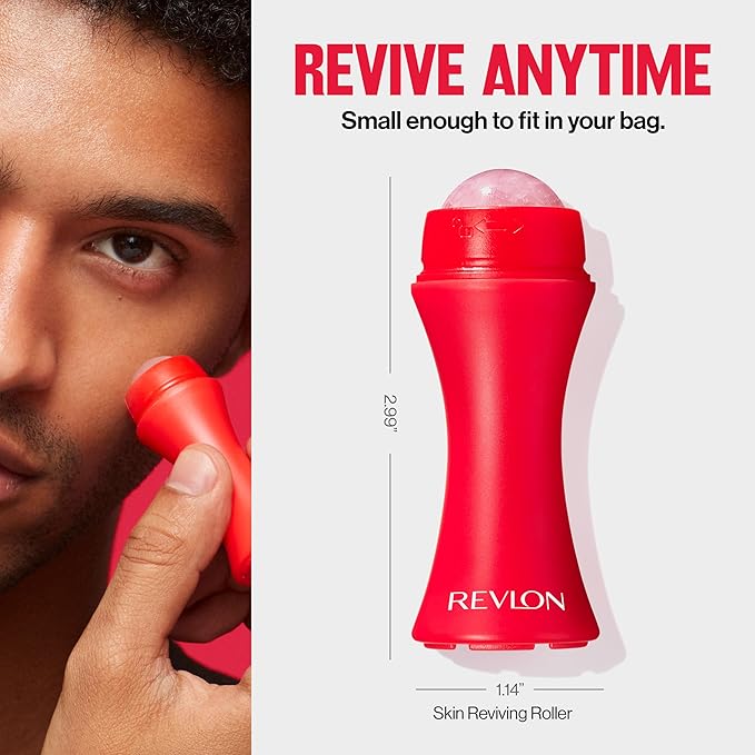 Revlon Skin Reviving Roller with Rose Quartz for All-Day Facial Reviving & Brightening, Compact & Reusable, Gentle on Skin, 1 count