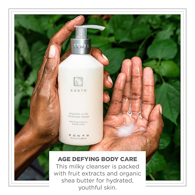 Zents Moisturizing & Cleansing Skincare Set (Earth Fragrance) | Probiotic Lotion & Body Wash with Organic Shea Butter & Aloe | Hydrates & Nourishes Skin | 10 fl oz & 6.4 fl oz