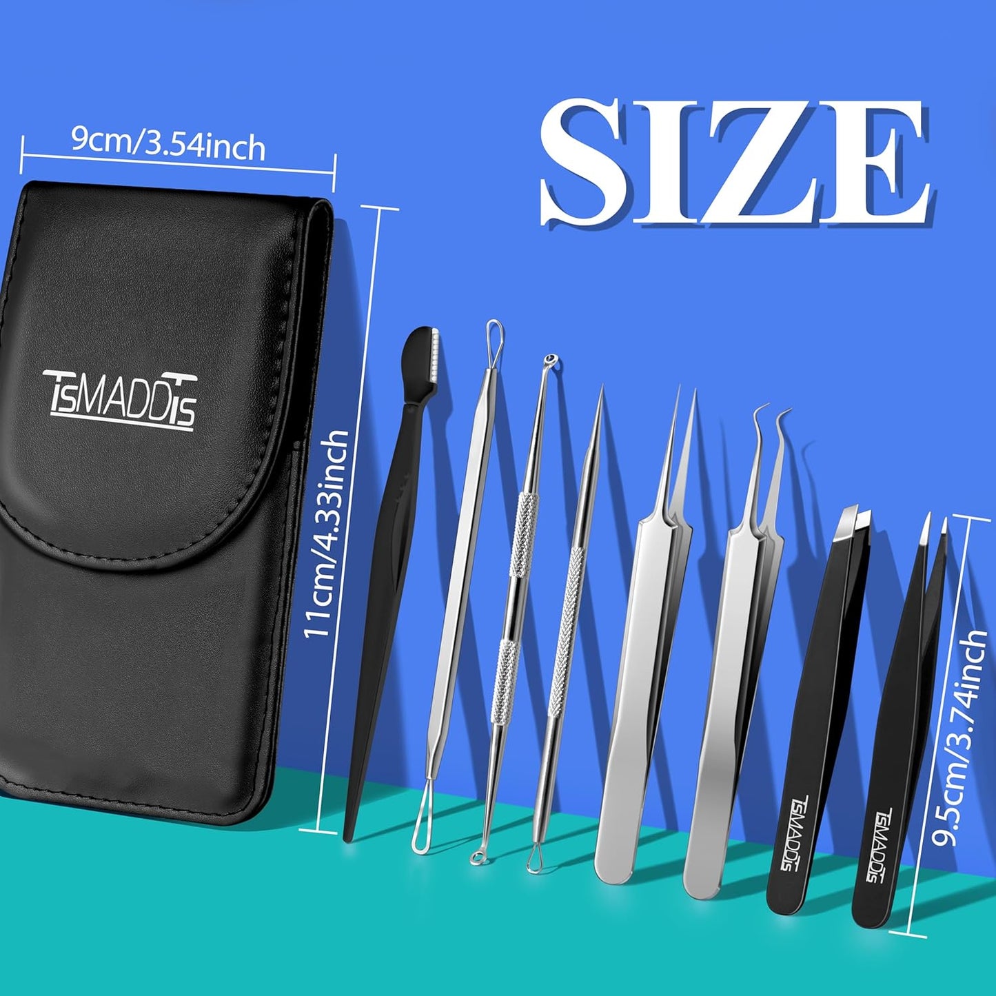 TsMADDTs Blackhead Remover Pimple Extractor Acne Treatment Tool, Comedones Removal Kit for Blemish, Whitehead, 8 Pcs Pimple Popper Tool Kit for Facial and Nose
