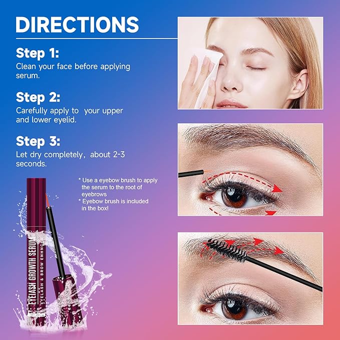 Eyelash Growth Serum, Lash Serum for Eyelash Growth & Enhancing, Advanced Formula for Natural Lashes or Lash Extensions & Brows (0.17 FL OZ)