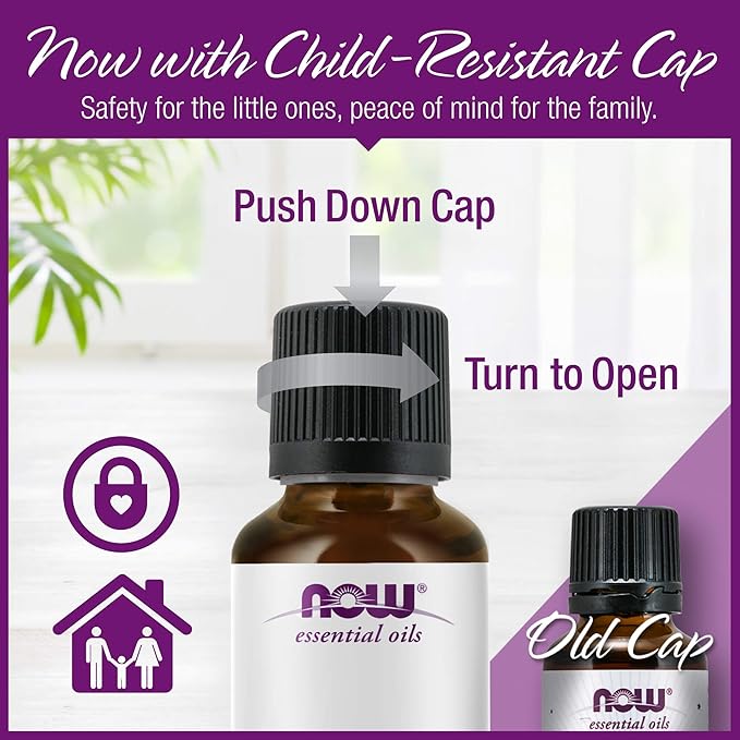 NOW Essential Oils, Lemongrass Oil, Uplifting Aromatherapy Scent, Steam Distilled, 100% Pure, Vegan, Child Resistant Cap, 1-Ounce