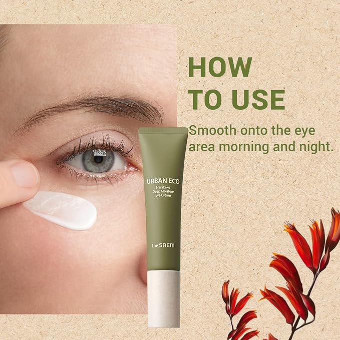 THESAEM Urban Eco Harakeke Deep Moisture Eye Cream 1.01oz. - Vegan Under Eye Cream with Harakeke Root Extract - Calms Puffiness - Reduces Fine Lines - Replenishes Vitality and Moisture of Tired Eyes