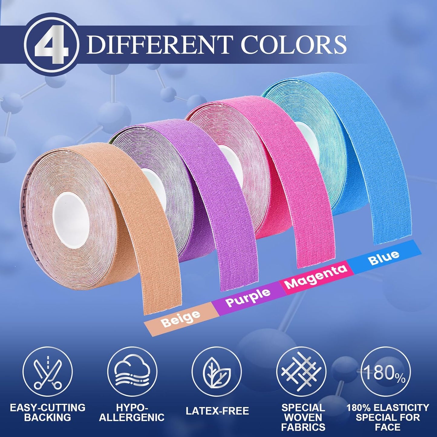 Anti Wrinkle Face Tape | Anti Aging Face Tape for Wrinkles | Facial Myofascial Lift Tape for Skin | Skin Tape for Face & Forehead | Face Tapes for Lifting Sagging Skin (4 Colors Assorted)