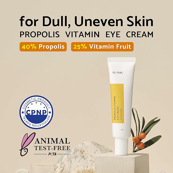 iUNIK Tea Tree Relief Facial Serum & Propolis Vitamin C Face and Eye Cream Non-sticky Non-greasy Acne Redness Irritation Dullness Dark Spots Care Oily Sensitive Skin Vegan Korean Skincare