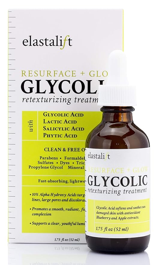 Elastalift Resurfacing Glycolic Acid Facial Peel Serum, Anti-Aging Dark Spot Corrector Facial Peel Reduces Enlarged Pores, Minimizes Fine Lines, Evens Skin Tone, Exfoliating Chemical Peel, 1.75 Fl Oz
