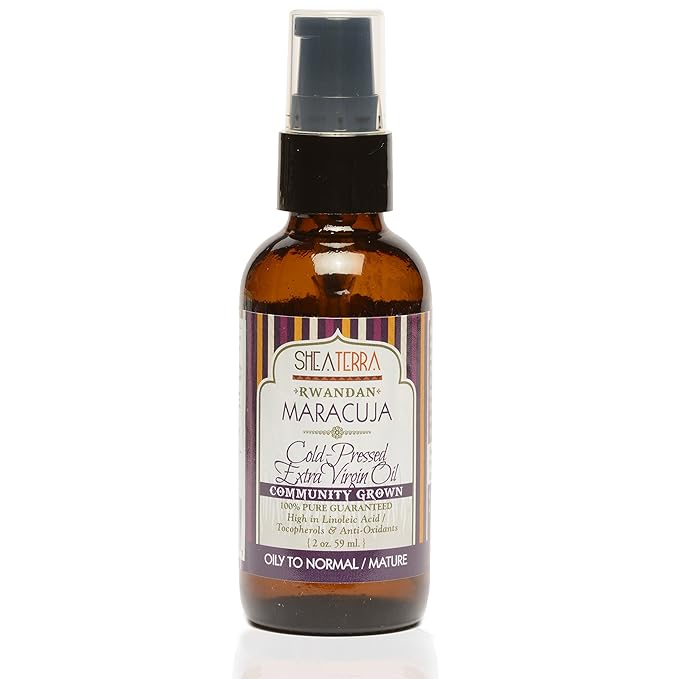 Shea Terra Rwandan Maracuja Cold-Pressed Extra Virgin Oil |All Natural & Organic Emollient Oil Rich in Vitamin C for Super Soft, Glowing, Youthful Skin – 2 oz