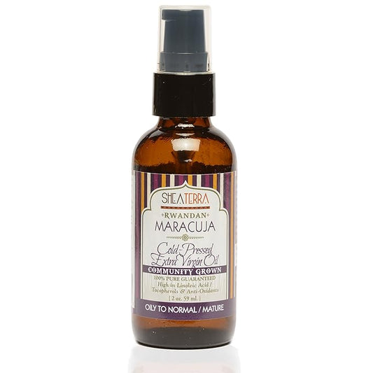 Shea Terra Rwandan Maracuja Cold-Pressed Extra Virgin Oil |All Natural & Organic Emollient Oil Rich in Vitamin C for Super Soft, Glowing, Youthful Skin – 2 oz
