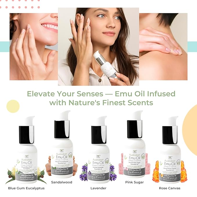 Emu Oil Pure Skin Moisturizer - Nail, Body, Face, Scalp & Hair Moisturizer with Omega 3, 6, 9, Vitamins, & Minerals - Australian Emu Oil for Skincare by Y-Not Natural - 60mL, Lavender