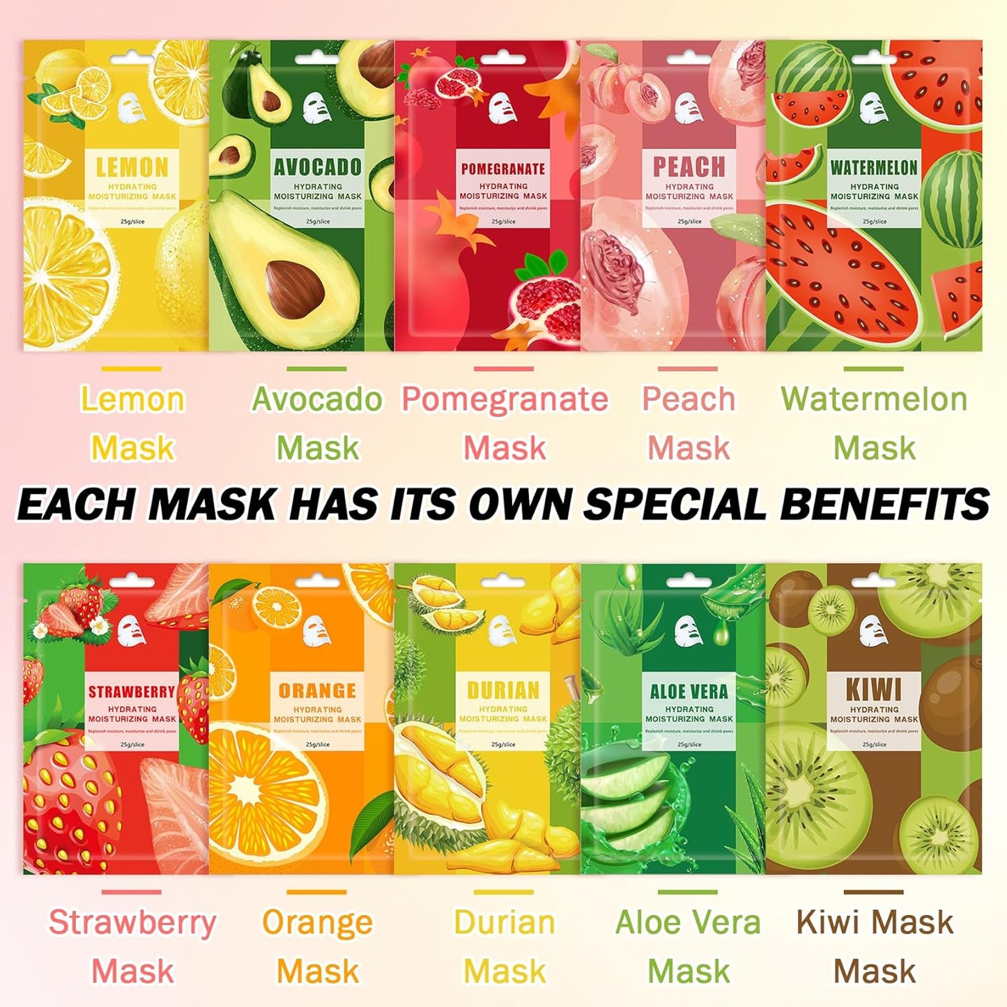 10PCS Hydrating Facial Sheet Mask,Moisturizing Face Masks Skincare Gift Set,Brighten Long Lasting Face Mask Skin Care & Facial Mask Kit for All Skin Types