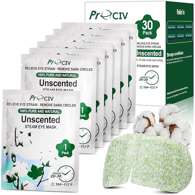 30PCS Steam Eye Masks for Dry Eyes & Fatigue Relief, Self-Heating Eye Mask for Puffiness & Dark Circles, Moist Heat Compress, Travel-Friendly, No Microwave Needed, FSA & HSA Eligible, Unscented