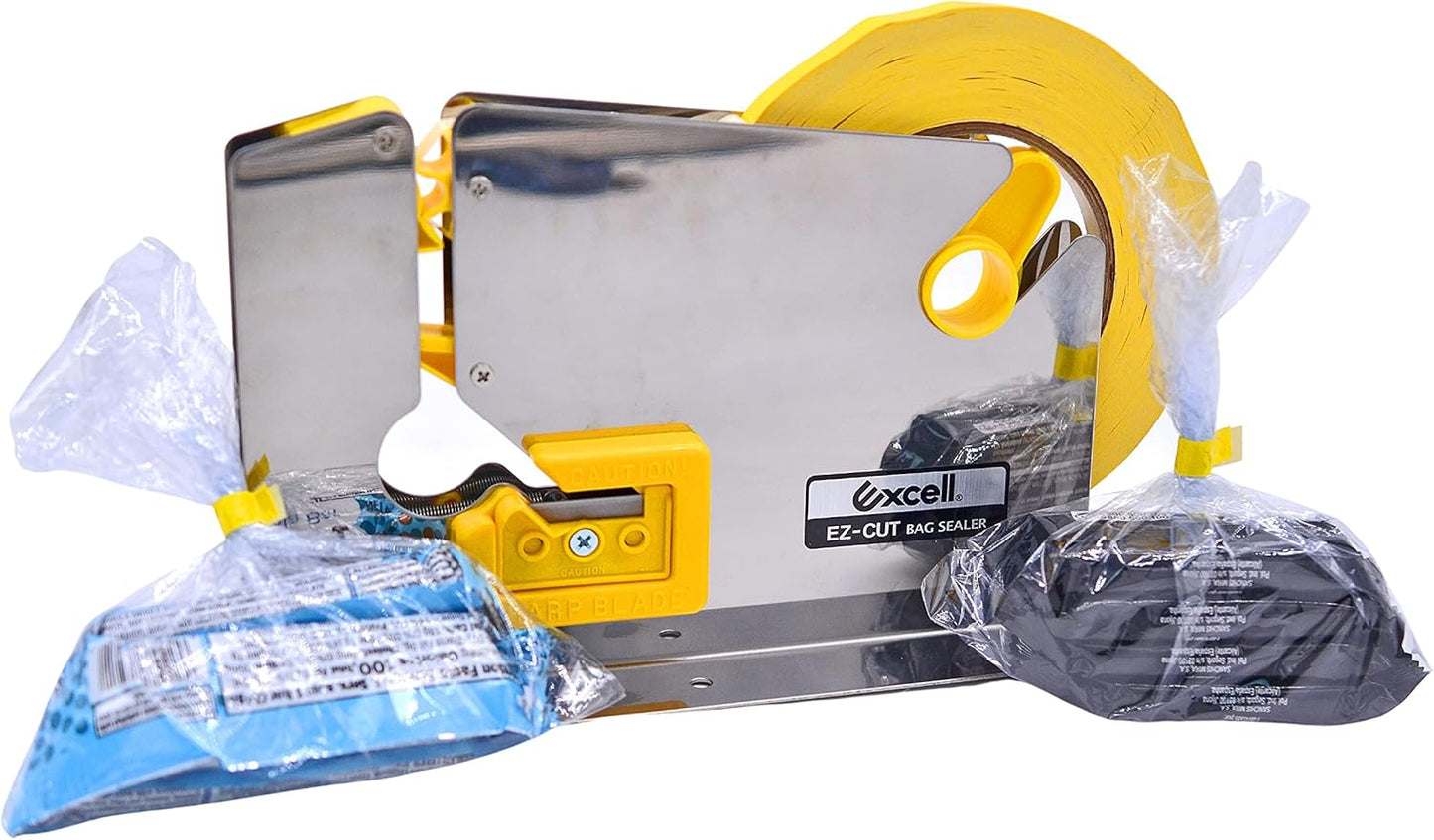 WOD ET-605K Stainless Steel Constructed, Produce Bag Sealers Taper Dispenser with Trimmer Blade - Ideal for Packaging Ice Bags, Ground Meats, & More: Fits Up to 1/2 inch Wide (Holds 3 inch Core)