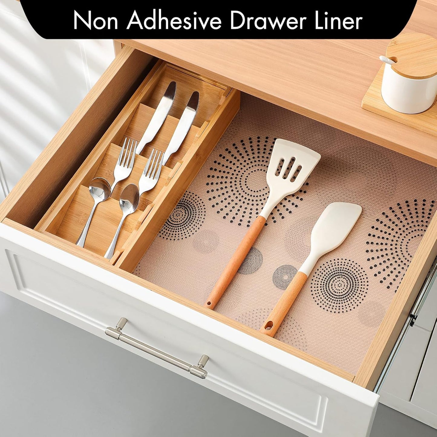 Cooyes Shelf and Drawer Liner for Kitchen Cabinets – Non-Adhesive, Waterproof, Non-Slip Cabinet Liners for Scratch Protection, Desk, Refrigerator, Shelves, Drawers with Modern Pattern