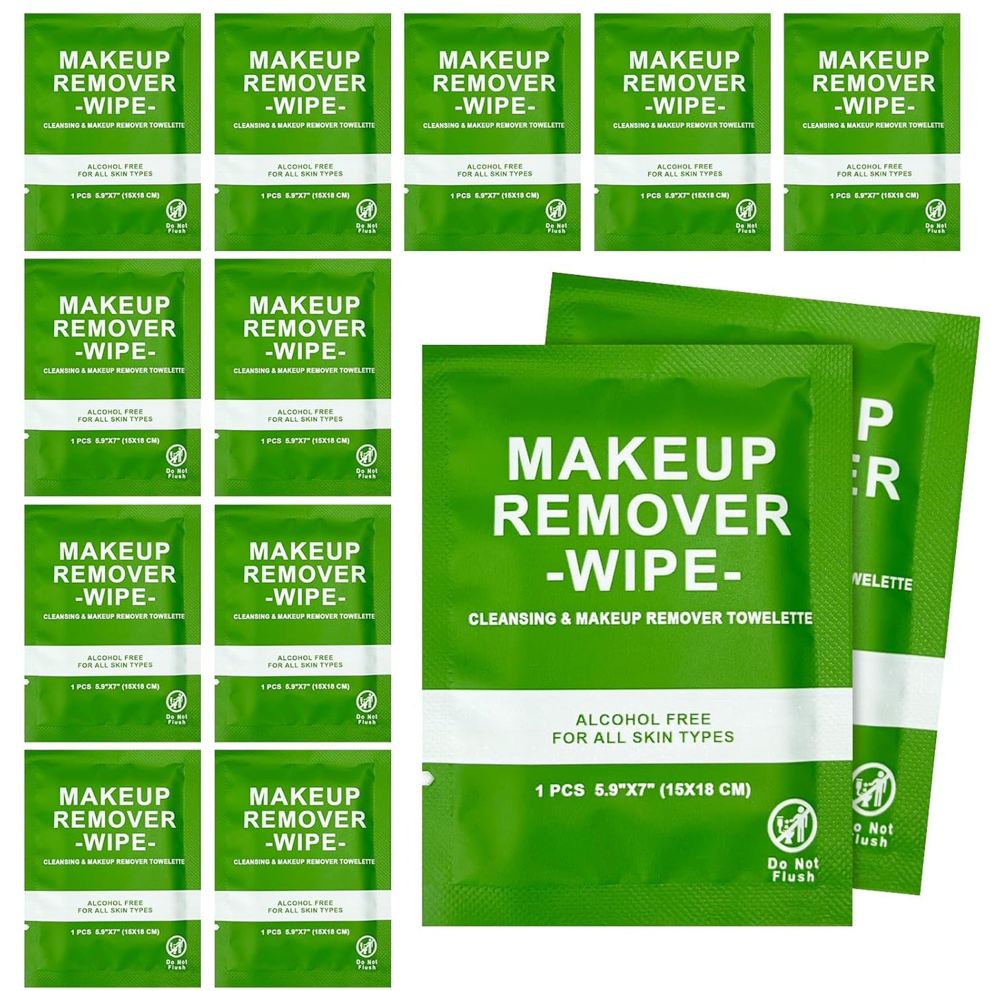 100 Count Makeup Remover Wipes Bulk Individually Wrapped, Travel Towelette Makeup Remover Individual Gentle Cleansing for Face Mascara Lipstick Remove Makeup