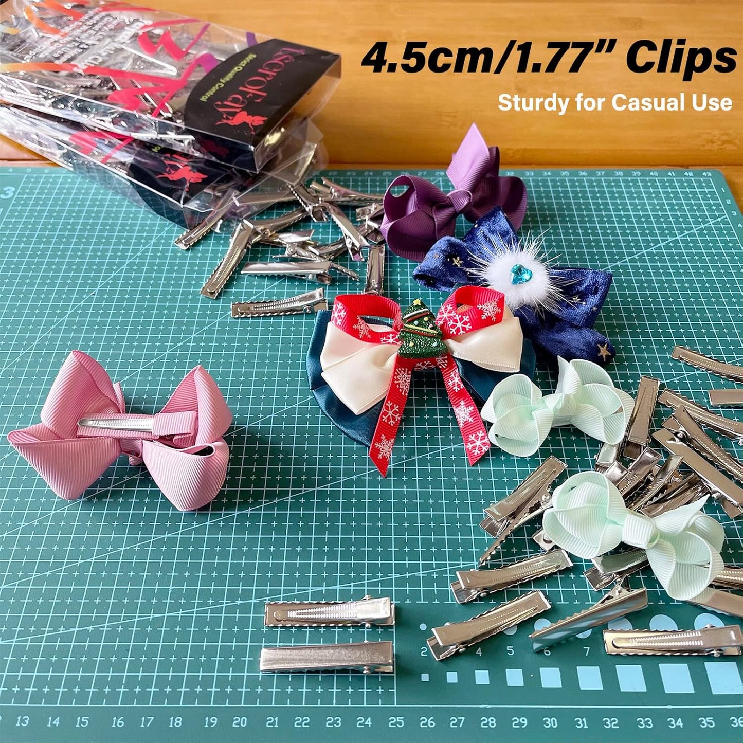 120Pcs Alligator Hair Bows Clips for Crafts,(4.5cm/1.77") DIY Bow Clips Bulk, Gator Metal Clip, Hairdresser Clips for Bow Making, Large Plain Clips Supplies 1.77" Dreadlock Dreads Retwist