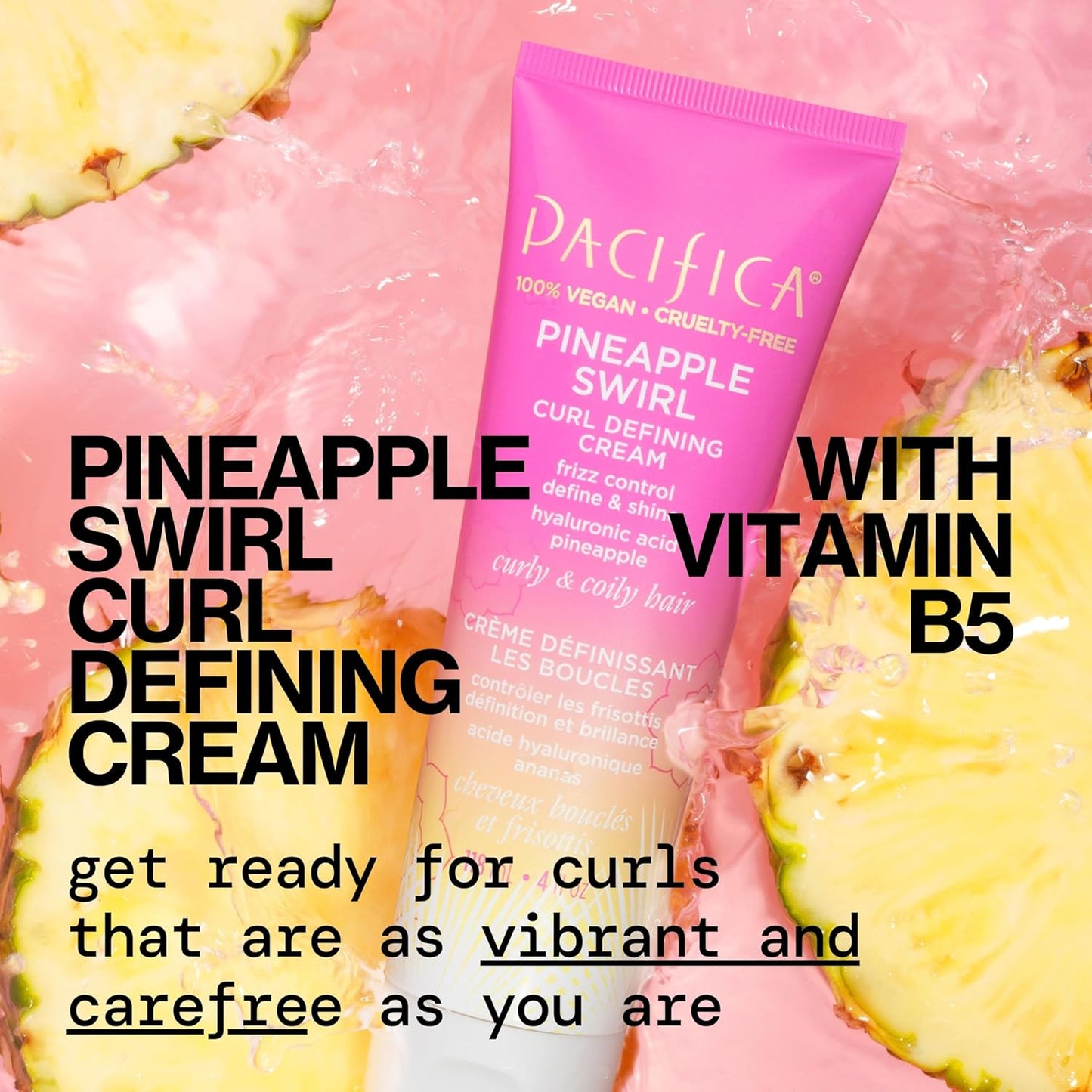 Pacifica Beauty Pineapple Curls Curl Cream & Refresher Mist Set for Curly & Coily Hair – Defining Cream + Day 2 Curl Refresh Spray, Enhances Definition, Tames Frizz, Vegan & Cruelty-Free