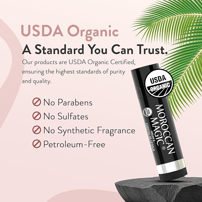 Organic Moroccan Magic Lip Balm 3 Pack | Elderberry & Manuka Honey Lip Balm Set | Chapsticks for Dry Lips | Made with Natural Argan, Essential Oils Lip Moisturizer and Vitamin E | Smooth Application