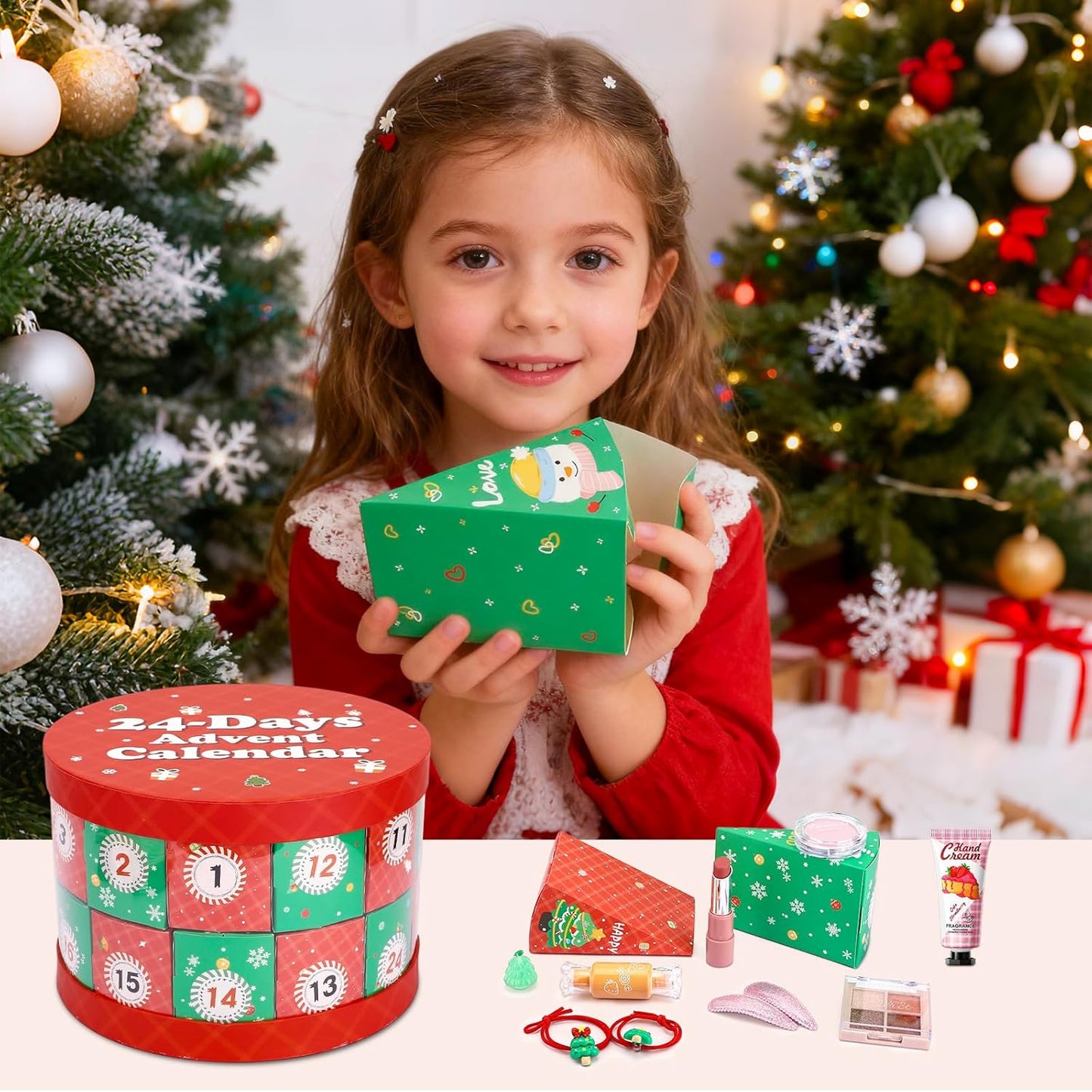 Erinde Makeup Advent Calendar 2025, 24 Days Christmas Makeup Gift Set for Women & Teen Girls, Holiday Beauty Countdown Calendar with Full Makeup & Tools, Festive Xmas Surprise Kit & Stocking Stuffers