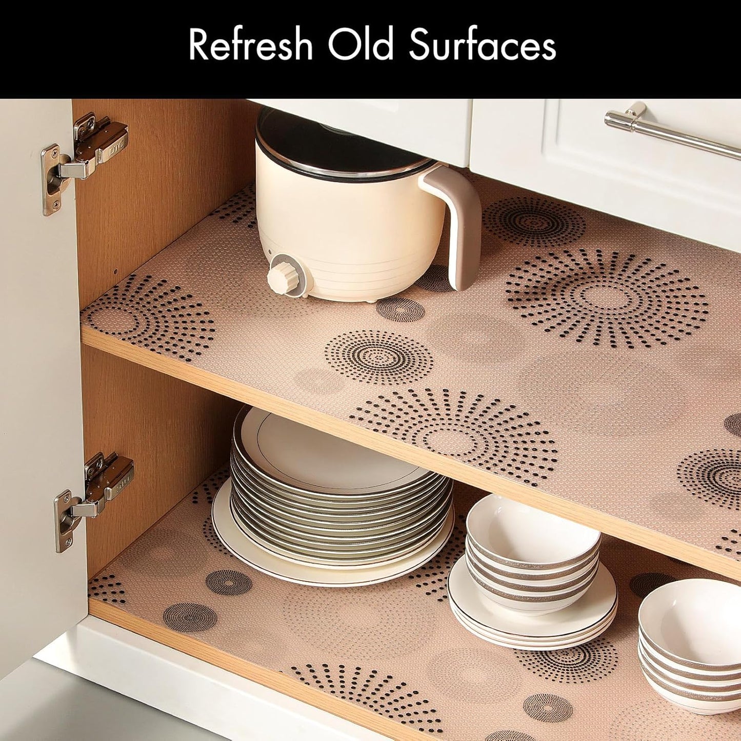 Cooyes Shelf and Drawer Liner for Kitchen Cabinets – Non-Adhesive, Waterproof, Non-Slip Cabinet Liners for Scratch Protection, Desk, Refrigerator, Shelves, Drawers with Modern Pattern