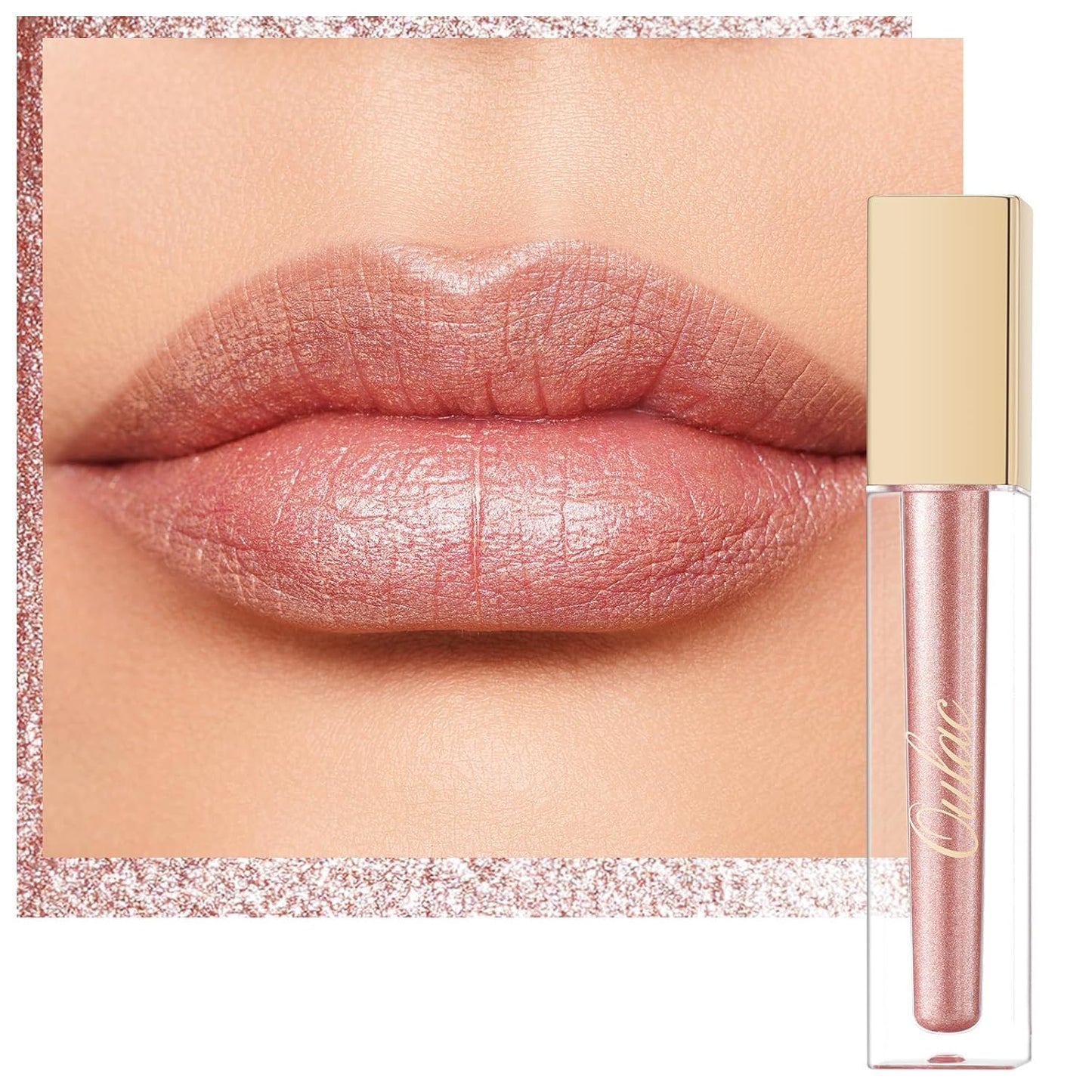 Oulac Pink Nude Metallic Shine Lipstick for Women, Dual Use for Lips & Eyeshadow, Long Lasting Lip Gloss, Metallic Matte High Impact Lip Color No Transfer Vegan Formula, 4.5ml, MD01
