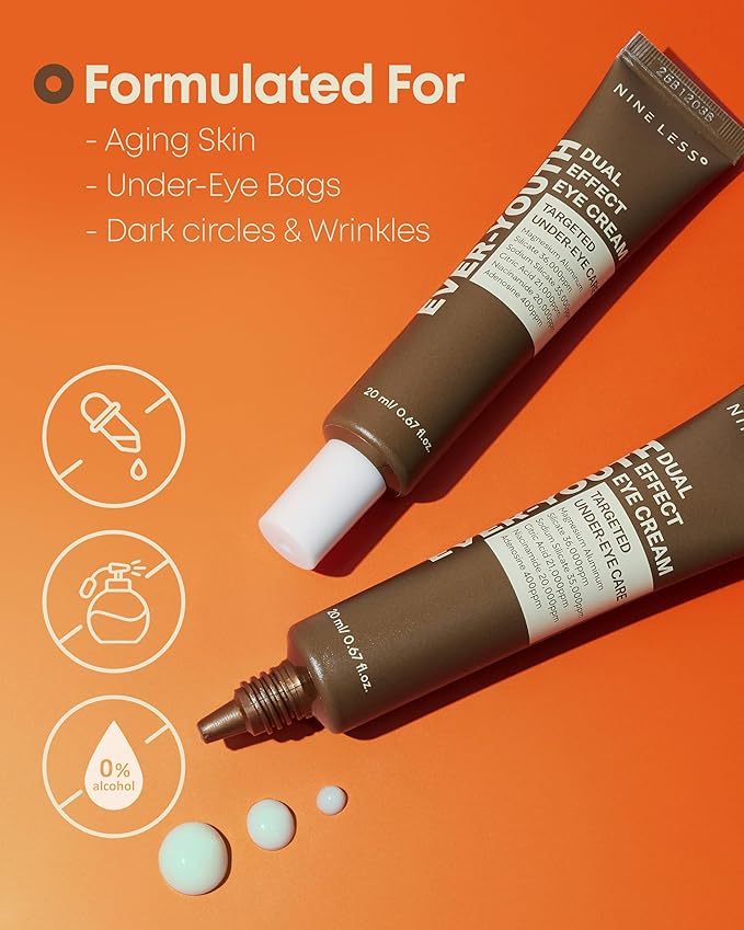 Ever-Youth Dual Effect Eye Cream Korean Skincare Instant Lifting Technology for Firm Eyes with Niacinamide Adenosine Hyaluronic Acid Ceramides for Fine Lines Bags Puffiness 0.5 fl oz
