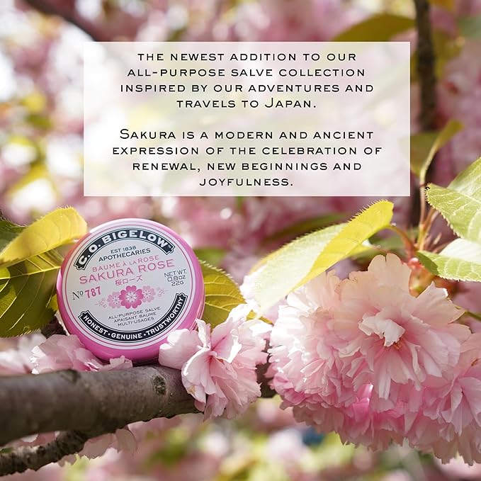 C.O. Bigelow All Purpose Lip Balm Tins, Sakura Rose - Pack of 3 for Chapped Lips & Dry Skin - Moisturizing Lip, Cuticle and Skin Salves, 0.8 oz each