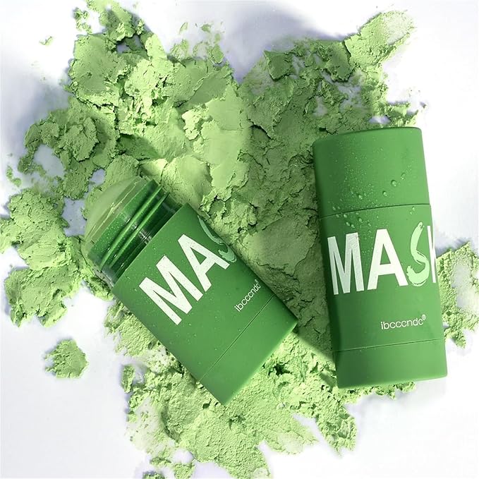 Wuxpp Green Tea Deep Cleanse Mask Stick Blackhead Remover with Green Tea Extract, Juxek Green Tea Purifying Clay Stick Mask Oil Control Cleansing Mask, Green Tea Face Mask Skincare Korean (2 Pcs)
