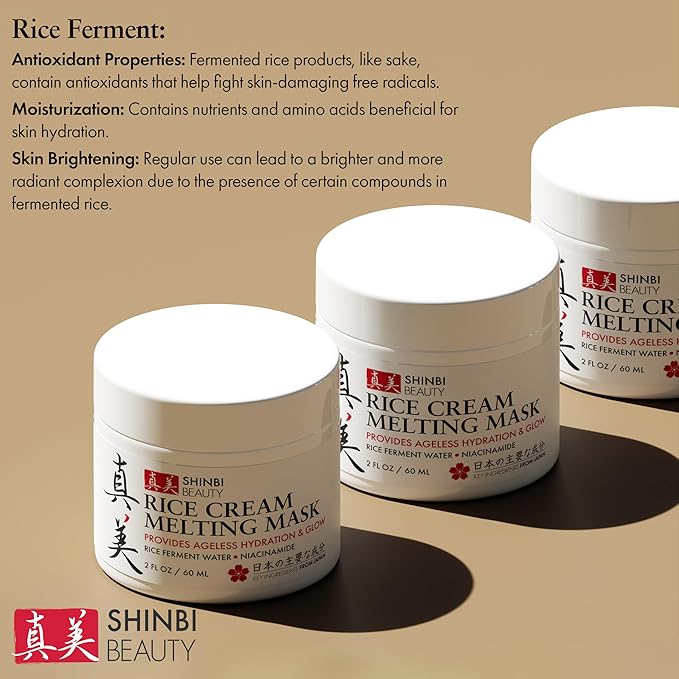 Japanese Rice Mask for Face - Organic Face Mask Skincare - Japanese Skin Care Products for Anti Aging Anti Wrinkle J Beauty Glow 1oz