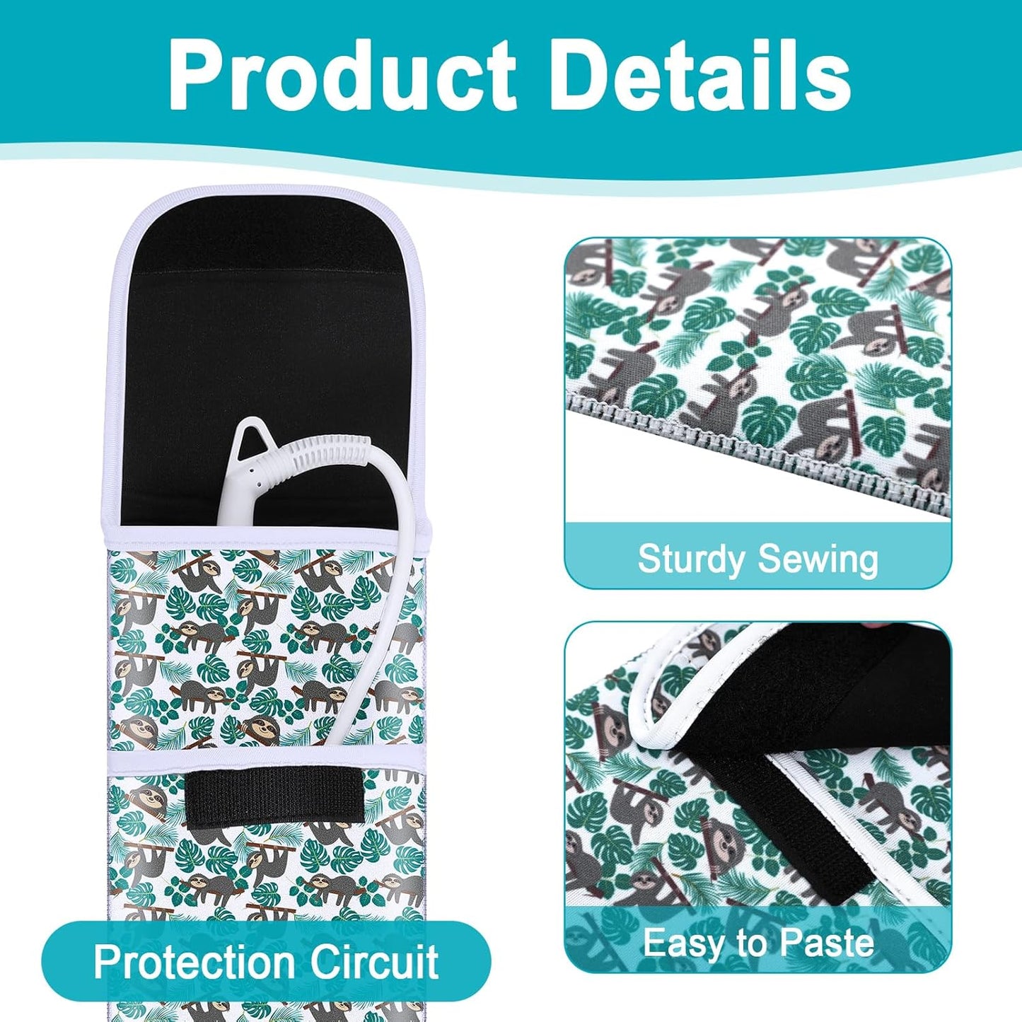 Shappy 2 Pieces Curling Iron Travel Case Cover Heat Resistant Flat Iron Holder Case Sleeve Neoprene Straightener Holder and Silicone Hot Tools Flat Bag(Sloth Style)