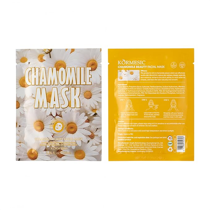 Facial mask Moisturizing face Mask Deep Hydration, Improves Dry Skin, Sheet Mask, 10pcs Sheet Mask Hydrating & Soothing Skin Care (10PCS, Chamomile)