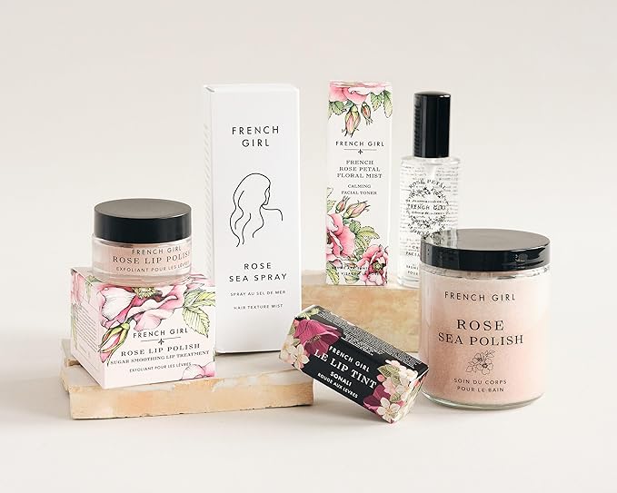 French Girl Rose Lip Scrub - Organic Sugar Scrub For Lips, Hydrating Lip Exfoliator & Moisturizer with Shea Butter & Essential Oils, Treatment for Dry Lips, Clean, Vegan & Cruelty-Free, 1oz