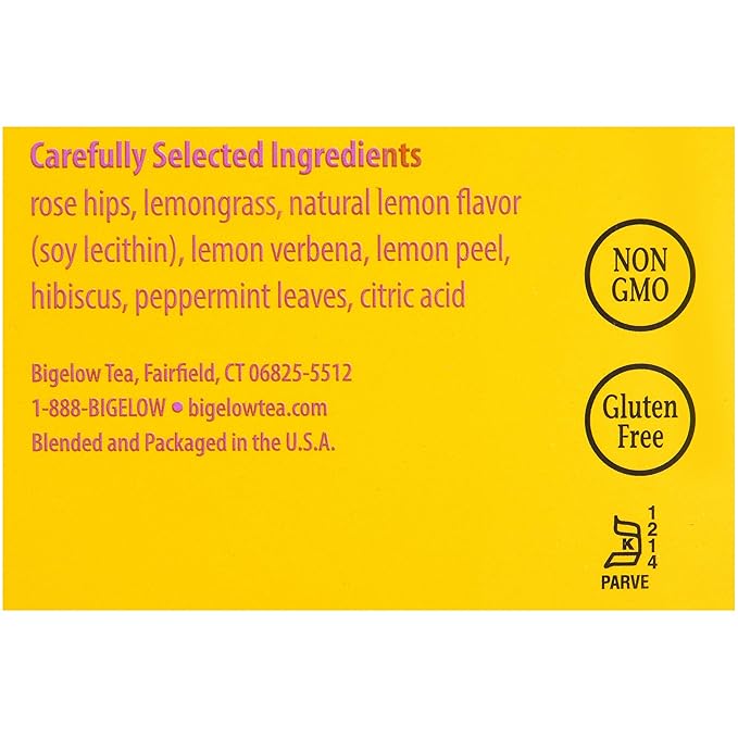 Bigelow I Love Lemon Herbal Tea Bags 28-Count Box (Pack of 3) Lemon-flavored Herbal Tea Bags with Vitamin C All Natural