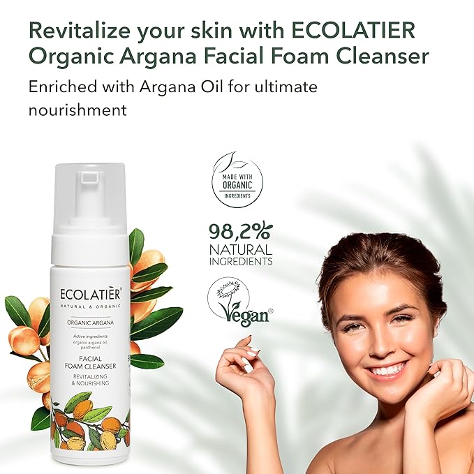 Shower Oil, Facial Foam Cleanser & Daily Facial Cream - Revitalizing & Nourishing Organic Argana Bundle - Hydrating, Anti-Aging & Skin Elasticity Boost Care Set