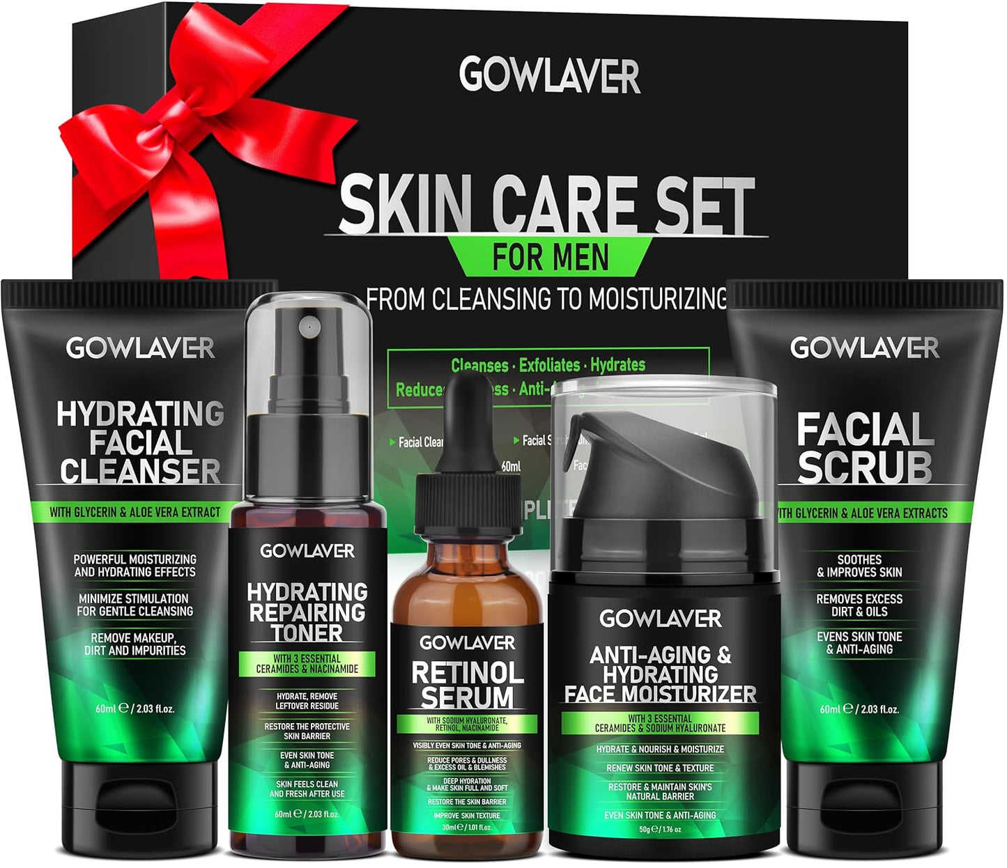 Gifts for Men,Skin Care for Men,Hydrate & Anti-Aging Face Care Routine for Mens All Skin Types,Birthday Christmas Stocking Stuffers Secret Santa Gifts Fathers Valentines Him Dad Boyfriend Husband