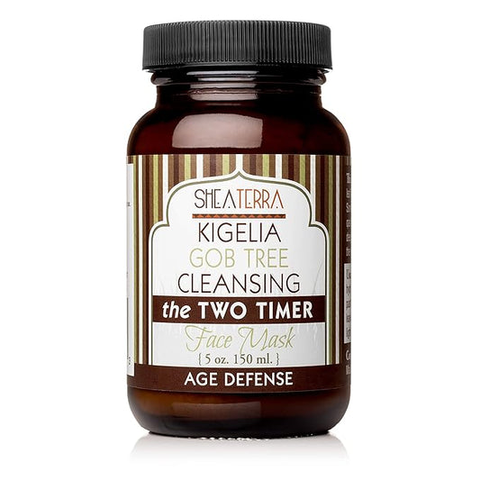 Shea Terra Kigelia Age Defense Collection - Cleansing Face Mask | Natural, Anti-Aging Face Mask with Gob Tree Leaf Powder to Exfoliate Skin and Banish Blemishes & Clogged Pores for Clear Skin – 5oz