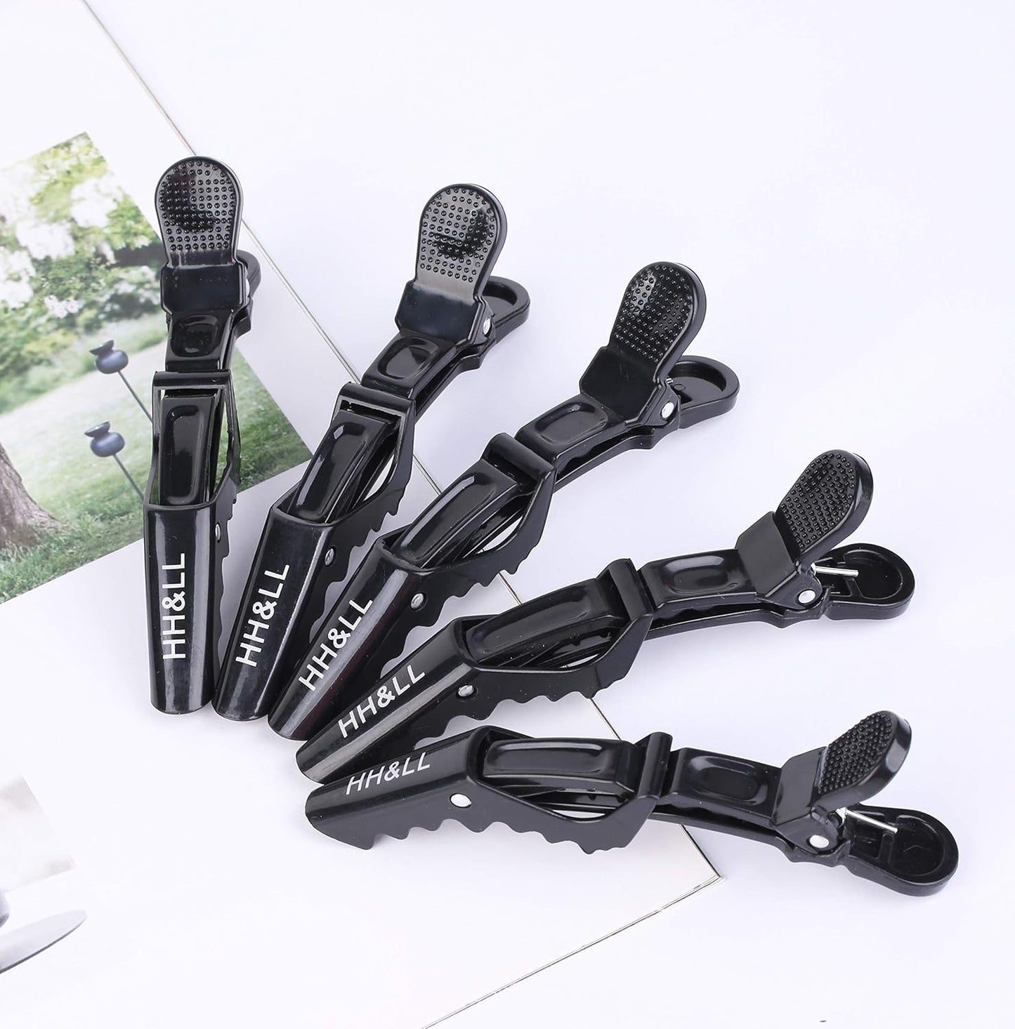 HH&LL Hair Clips for Women – Wide Teeth & Double-Hinged Design – Alligator Styling Sectioning Clips of Professional Hair Salon Quality - 10Pack