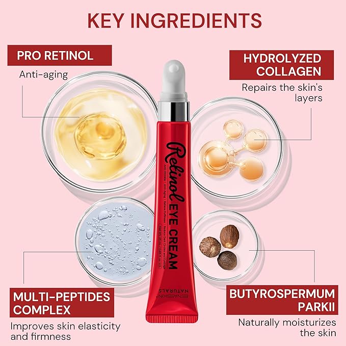 Anti Aging Eye Cream for Wrinkles: Retinol & Polypeptide Under Eye Treatment - Reduce Dark Circles, Puffiness, Crows feet - Repair Women's Eyes Contour, 0.85 fl. oz