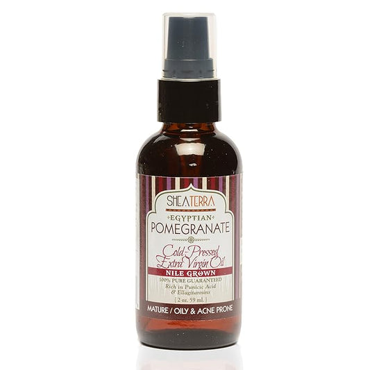 Shea Terra Egyptian Pomegrante Cold-pressed Extra Virgin Oil |All Natural & Organic Oil Rich in Anti-Aging Omega-5, Tocopherols & Ellagic Acid that Increase Skin Elasticity & Repair Skin Damage– 2 oz