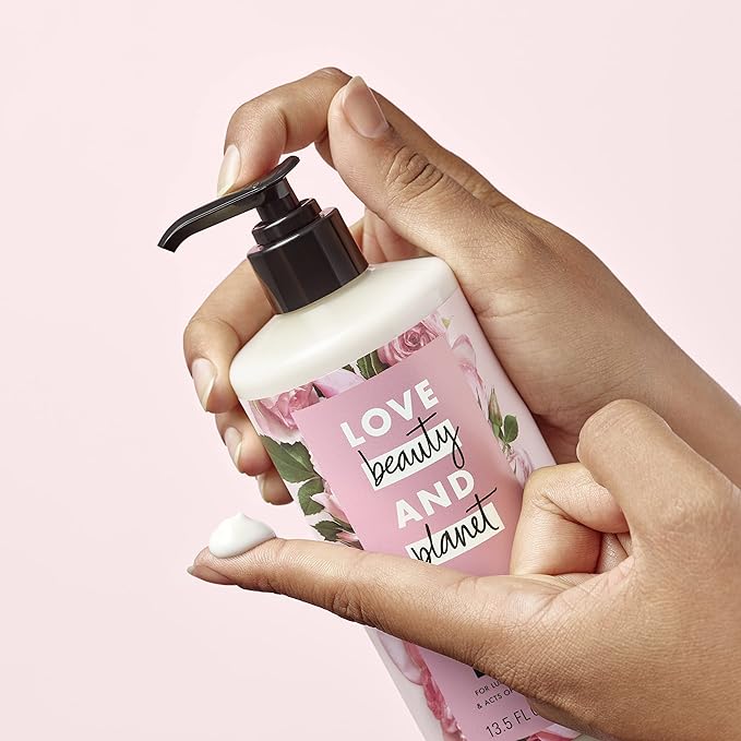 Love Beauty and Planet Delicious Glow Body Lotion for Soft, Glowing Skin Murumuru Butter & Rose Natural Ingredients, Plant-Based Moisturizers, Vegan, Cruelty-Free, 13.5 Ounce (Pack of 3)