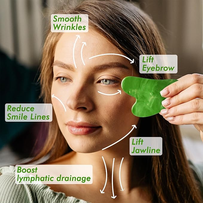 Albatross Health Ice Roller & Gua Sha Set, Self Facial Massage Tools-White Green