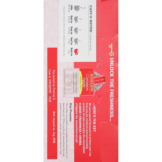 Bigelow Cinnamon Apple Herbal Tea Bags 28-Count Boxes (Pack of 6) Cinnamon Apple Hibiscus Flavored Herbal Tea Bags All Natural Non-GMO