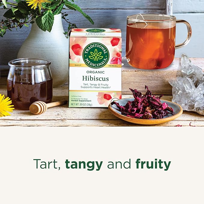 Traditional Medicinals - Organic Hibiscus Herbal Tea (6 Pack) - Supports Heart Health - 96 Tea Bags Total