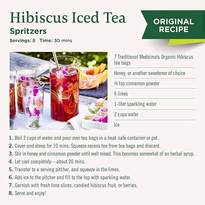 Traditional Medicinals - Organic Hibiscus Herbal Tea (6 Pack) - Supports Heart Health - 96 Tea Bags Total