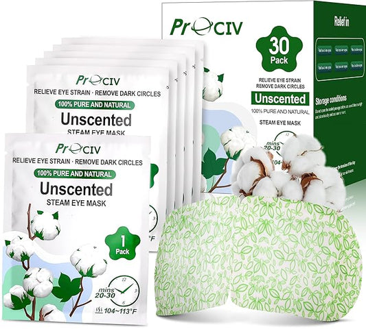 30PCS Steam Eye Masks for Dry Eyes & Fatigue Relief, Self-Heating Eye Mask for Puffiness & Dark Circles, Moist Heat Compress, Travel-Friendly, No Microwave Needed, FSA & HSA Eligible, Unscented