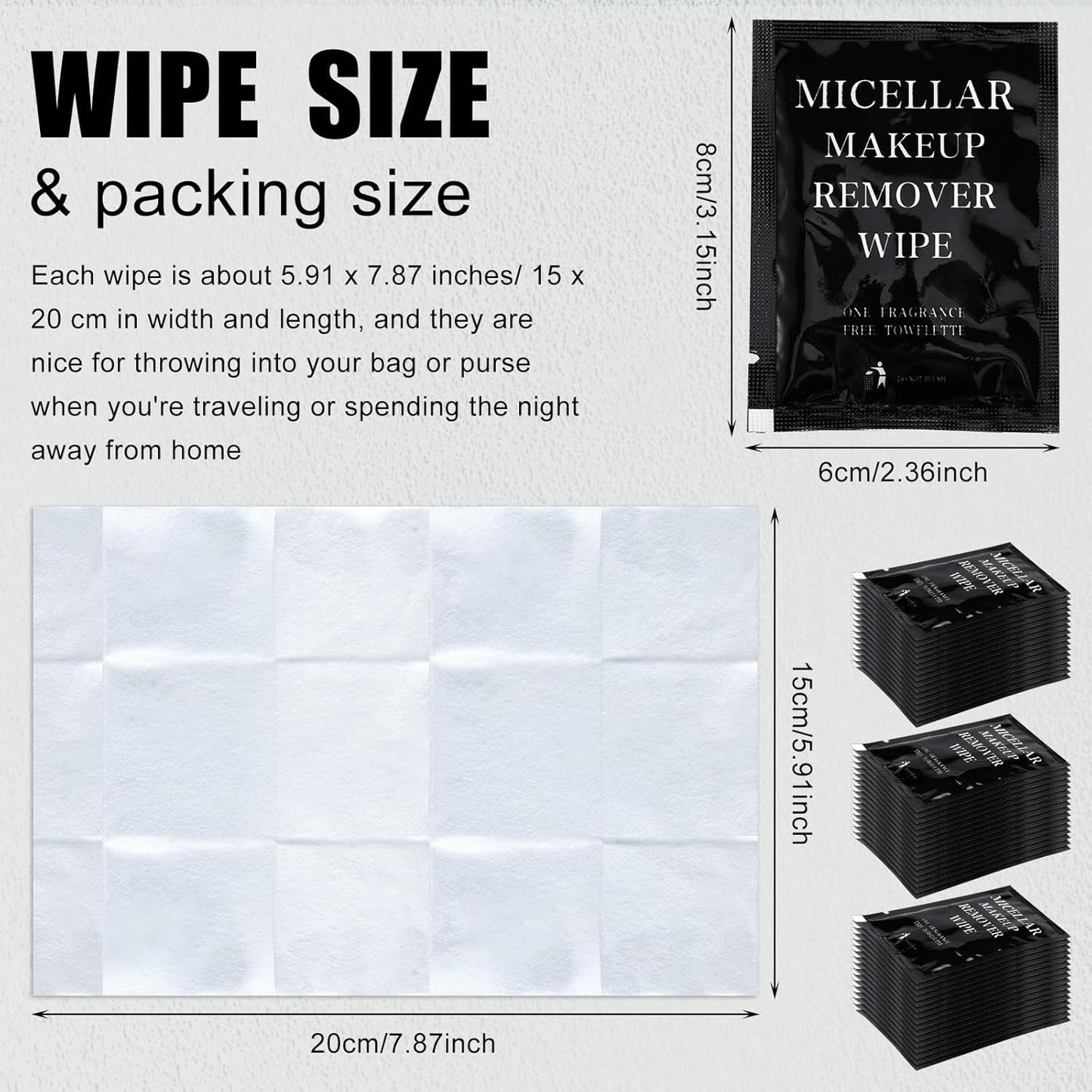 Ctosree 150 pcs Makeup Remover Wipes Bulk Individually Wrapped Makeup Wipes Single Remover Cloth Facial Cleansing Pads for Mascara Lipstick Oil Dirt Face Skin Travel Hotel(Black)