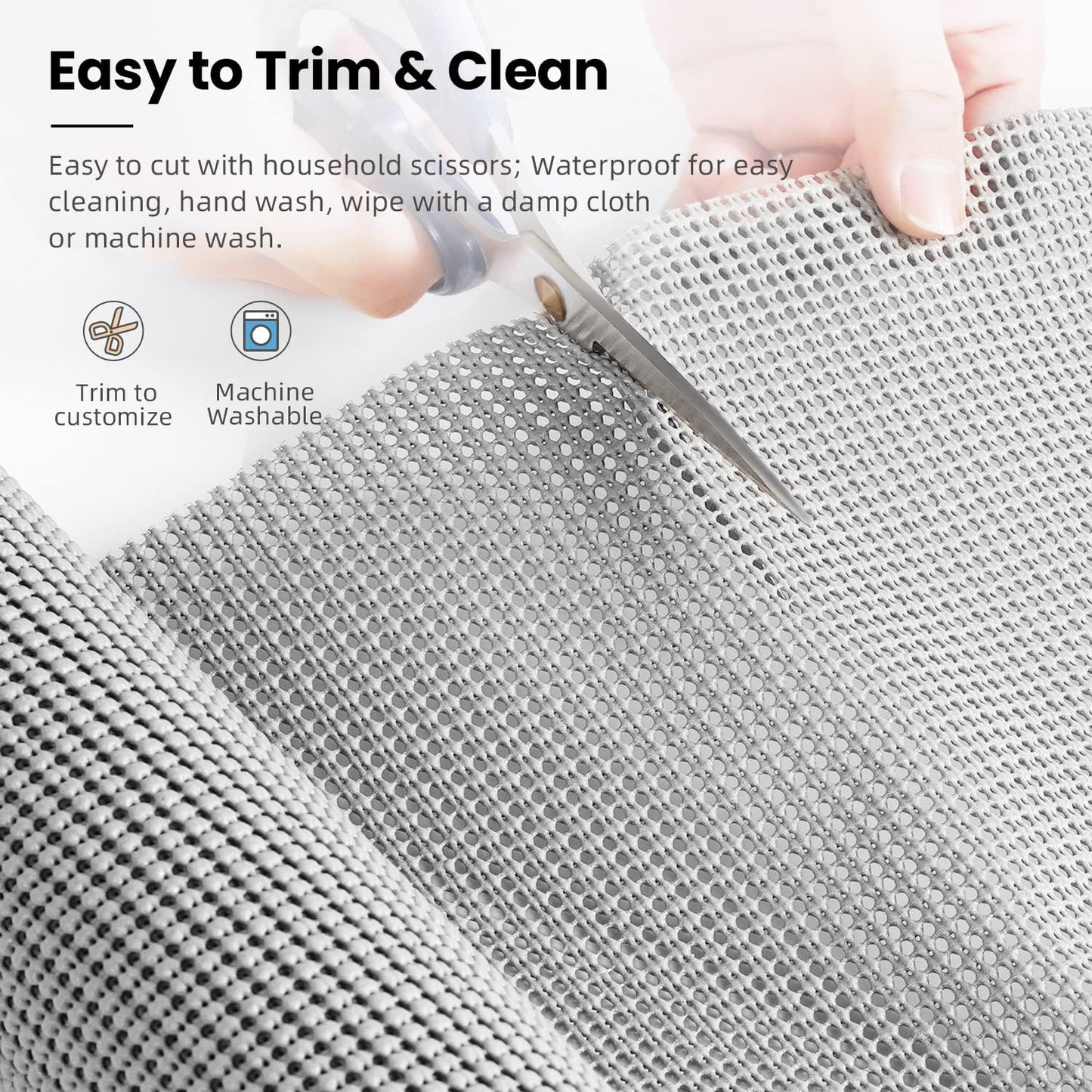 BAGAIL Drawer and Shelf Liner, 17.5 in X 10 Ft Non-Adhesive Shelf Liners for Kitchen Cabinets, Thick Strong Grip Liners for Desk, Shelves, Bathroom Drawers, Cabinet Protection - LightGrey