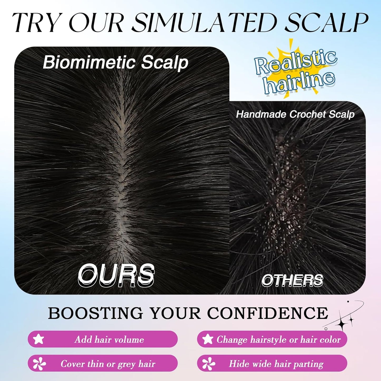 Bangs Hair Clip Human Hair Natural Black French Bangs for Women Fringe with Temples Hairpieces (Brown Black, 3D Bangs)