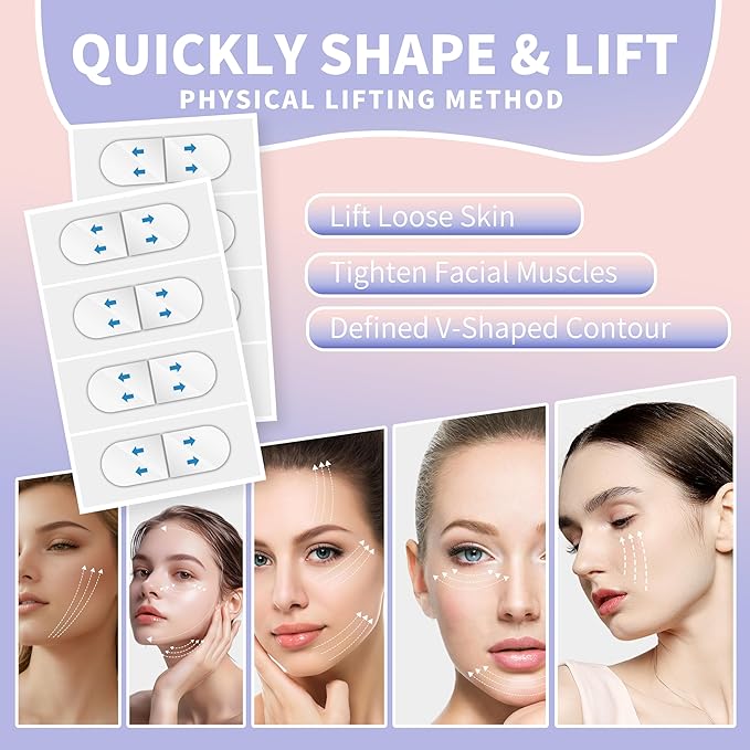 120Pcs Face Tape, Face Lifting Tape Invisible, V-face Lifting Invisible Adhesive Tape, Face Neck Lifting Tape for Face, Neck, Jowls, Eyes Sagging Skin, Wrinkles & Double Chin