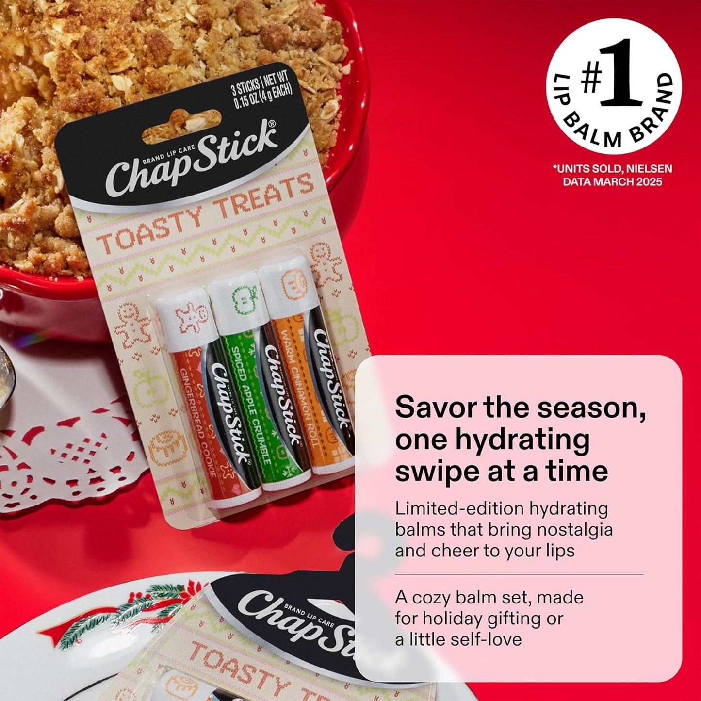 ChapStick Lip Balm, Holiday Variety Packs (6 Sticks) – Candy Cane, Toasty Treats Flavored Lip Moisturizers, Stocking Stuffers, 0.15 Oz Ea