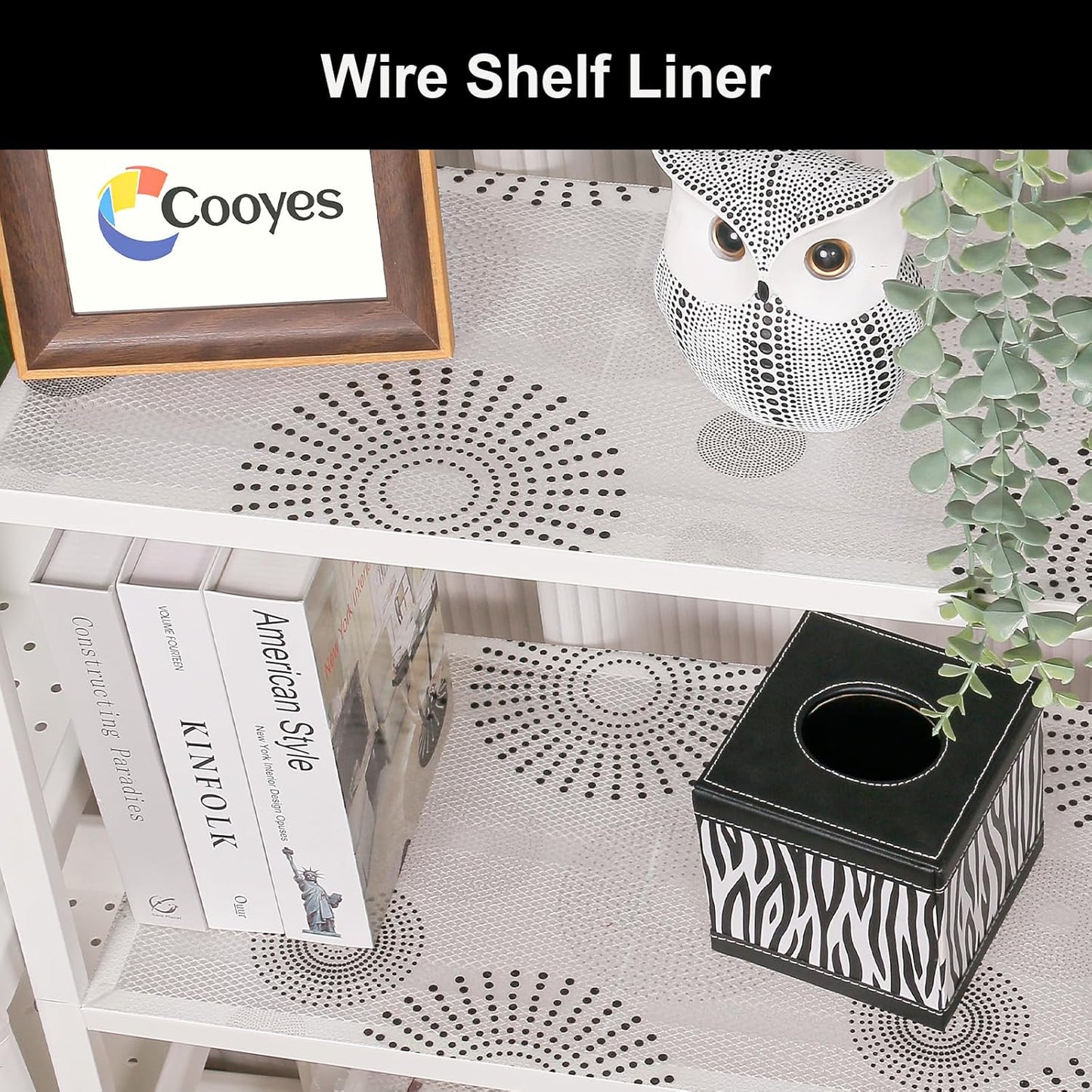 Cooyes Shelf and Drawer Liner for Kitchen Cabinets – Non-Adhesive, Waterproof, Non-Slip Cabinet Liners for Scratch Protection, Desk, Refrigerator, Shelves, Drawers with Modern Pattern