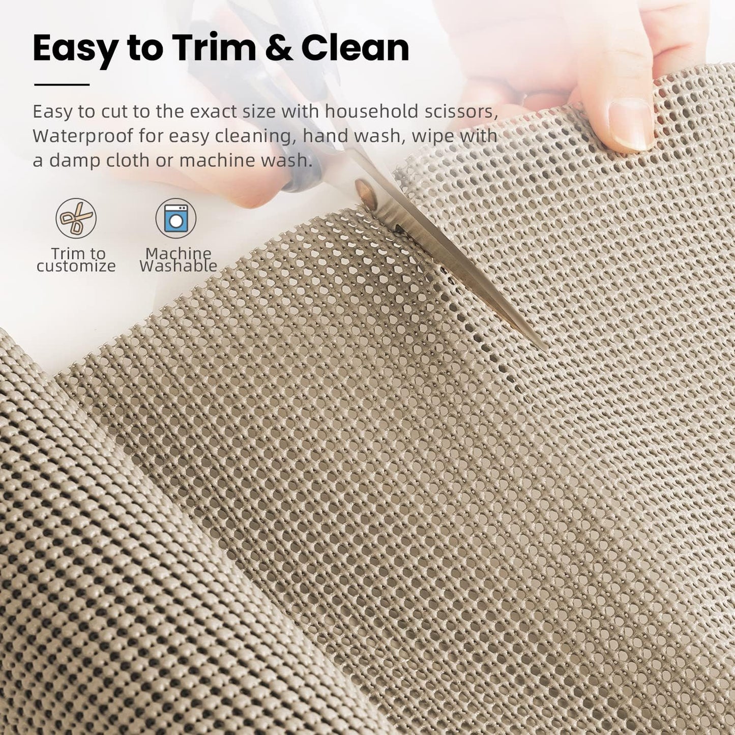 BAGAIL Drawer and Shelf Liner, 12 in X 20 Ft Non-Adhesive Shelf Liners for Kitchen Cabinets, Thick Strong Grip Liners for Desk, Shelves, Bathroom Drawers, Cabinet Protection - Beige